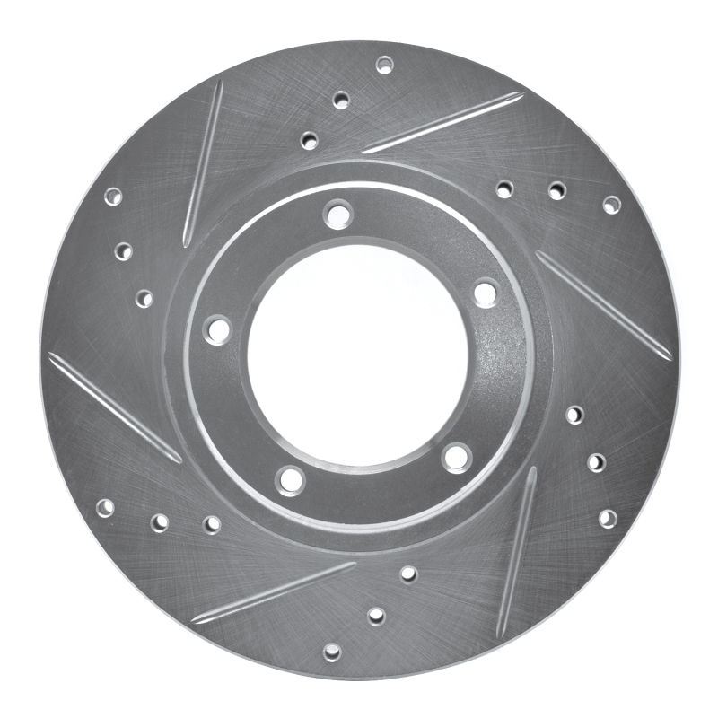 Toyota Tacoma Brake Rotor (1) - Front Left - R1 Concepts - Drilled & Slotted - Silver - `95-`04